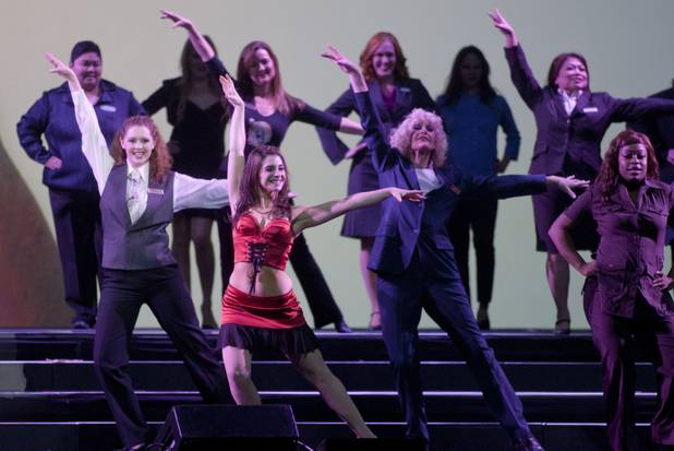 MGM Resorts International employees perform in during a dress rehearsal for the Inspiring Our World show at the Mandalay Bay Events Center Saturday, Dec. 15, 2012.
