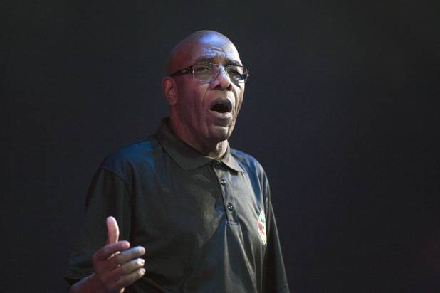 Sherman James, a concierge at the Skylofts at MGM, performs during a dress rehearsal for MGMs Inspiring Our World show, an event featuring MGM employees, at the Mandalay Bay Events Center Saturday, Dec. 15, 2012.