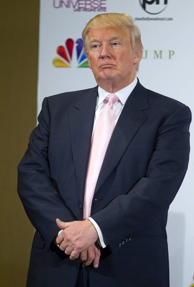 Donald Trump attends a news conference after the 2012 Miss Universe Pageant at Planet Hollywood on Wednesday, Dec. 19, 2012.