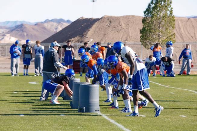 Boise State football team prepares for their upcoming game Saturday when they face off against Washington in the 2012 MACCO Bowl Las Vegas, Thursday Dec. 19, 2012.