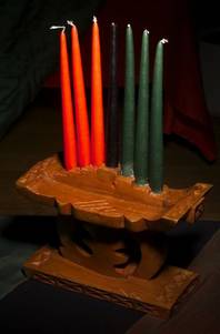 Mishumaa Saba (the seven candles) are ceremonial objects with two primary purposes: to recreate symbolically the sun's power and to provide light. Photographed Thursday, December 21, 2000 at West Las Vegas Arts Center. 