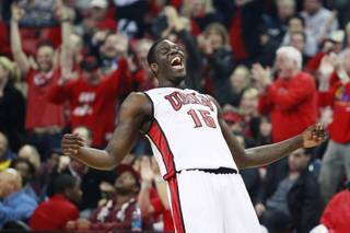 UNLV forward Anthony Bennett celebrates his three-point basket against Canisius during the first half of their game Saturday, Dec. 22, 2012 at the Thomas & Mack.