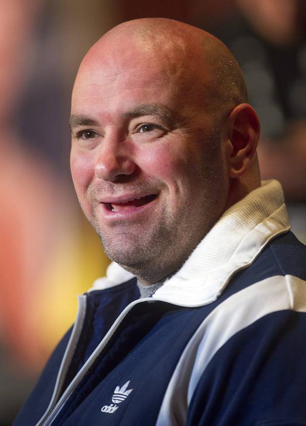 UFC president Dana White speaks with reportersat the conclusion of a news conference at the MGM Grand Thursday, Dec. 27, 2012. Heavyweight champion Junior Dos Santos of Brazil will defend the title against former champion Cain Velasquez of San Jose, Calif. during UFC155 at the MGM Grand Garden Arena Saturday.