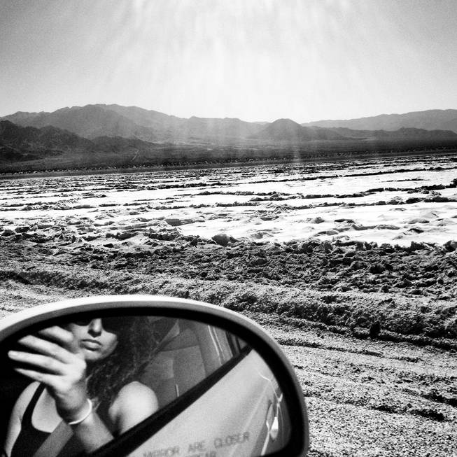 Self portrait at the salt flats on Amboy Road in California on October 20, 2012.