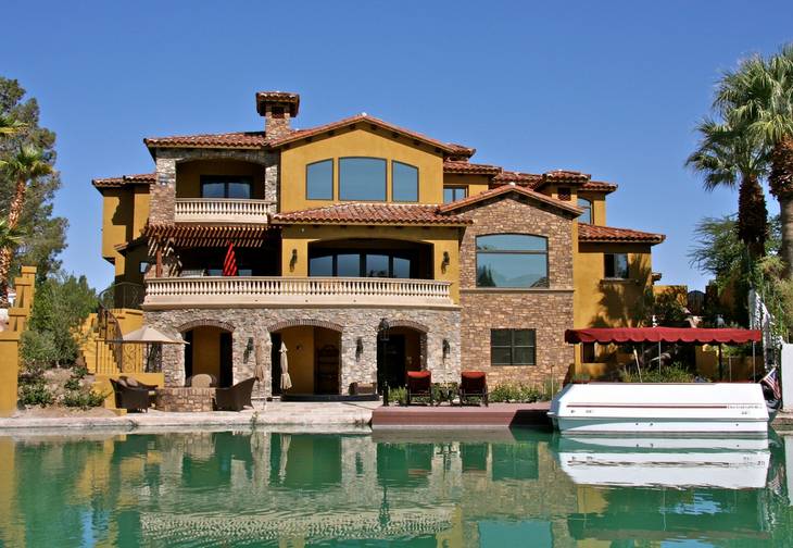 The residence at 2812 Coast Line Court is shown from Lake Sahara. A boat dock and an Irish pub are among the amenities of the home, which sold for $2.9 million in February 2012.