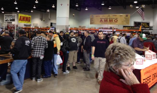 People crowded Cashman Center Saturday for the Crossroads of the West Gun Show, which ends Sunday, Dec. 30, 2012. 