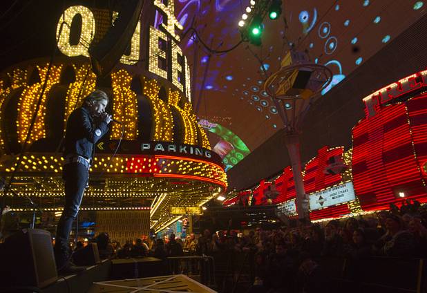 Jizzy Pearl performs during the New Years Eve party at the Fremont Street Experience Monday, Dec. 31, 2012.