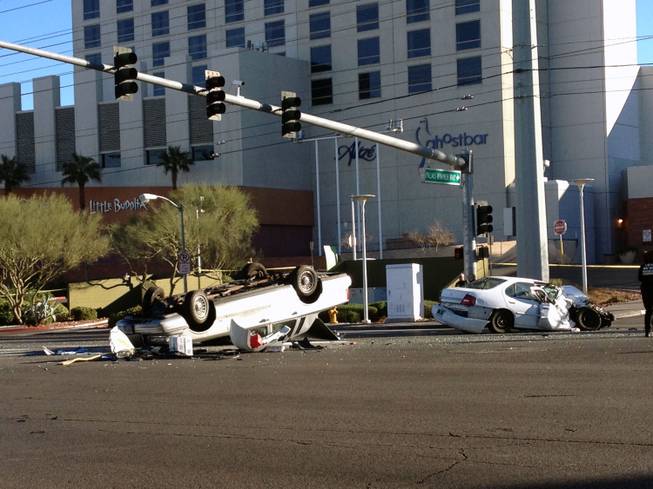 Metro Police investigate after a fatal crash on Flamingo Road on New Year's Day.