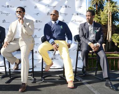 Nathan Morris, Wanya Morris and Shawn Stockman of Boyz II Men announce an extended residency at the Mirage on Thursday, Jan. 3, 2013.
