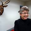 Kim Wanker is a judge who puts some miles on her car. Nevada’s 5th District judge takes a monthly circuit trip hundreds of miles to some courthouses that haven’t changed in a century. Here, Judge Wanker poses with a furry character whose head hangs inside the courthouse in Tonopah.