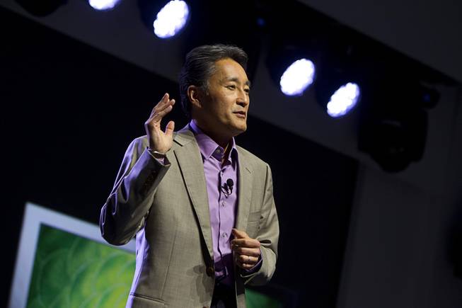 Kazuo Hirai, president and CEO of Sony Corporation, speaks during a Sony news conference at the 2013 International CES in the Las Vegas Convention Center Monday, January 7, 2013.