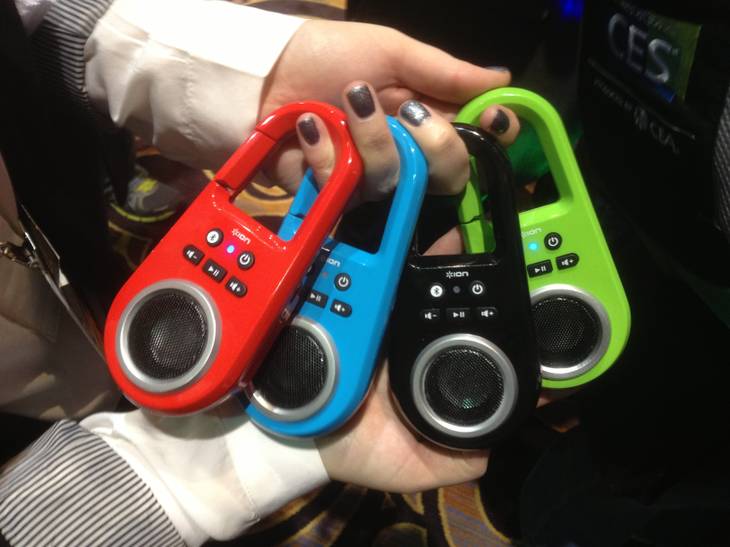 Clipster, a small mobile speaker to share music, is one of the new products on display at the 2013 International CES in Las Vegas.