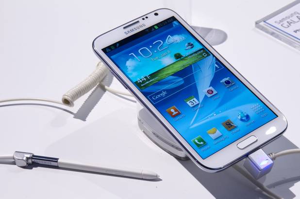 A Samsung Galaxy Note II phone/tablet is displayed during the first day of the 2013 International CES in the Las Vegas Convention Center Tuesday, Jan. 8, 2013. STEVE MARCUS