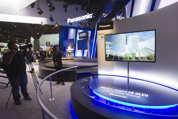 A 56-inch, 4K OLED television set is displayed at the Panasonic booth during the first day of the 2013 International CES in the Las Vegas Convention Center Tuesday, Jan. 8, 2013. STEVE MARCUS