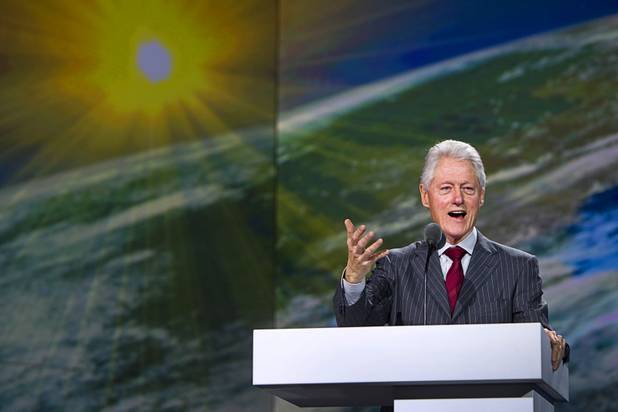 Former President Bill Clinton speaks during a Samsung keynote address at the 2013 International CES Wednesday January 9, 2013.