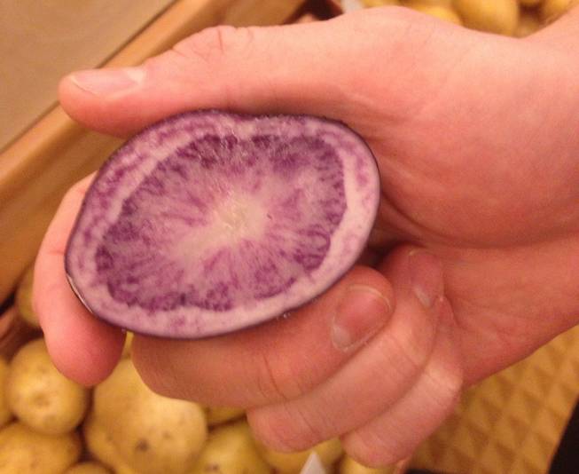 The Purple Valley potato from Idaho is one of the new varieties of spuds on display this week at the Potato Expo at Caesars Palace in Las Vegas.