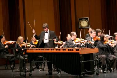 17-year-old percussionist John Melton performs a solo with the Las Vegas Philharmonic during the Youth Concert Series at The Smith Center, Friday, Jan. 11, 2013.