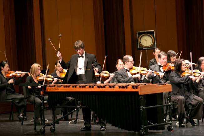 17-year-old percussionist John Melton performs a solo with the Las Vegas Philharmonic during the Youth Concert Series at The Smith Center, Friday, Jan. 11, 2013.