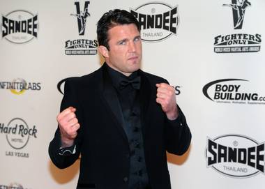 Chael Sonnen arrives at the 2013 Fighters Only World Mixed Martial Arts Awards at The Joint in the Hard Rock Hotel on Friday, Jan. 11, 2013.

