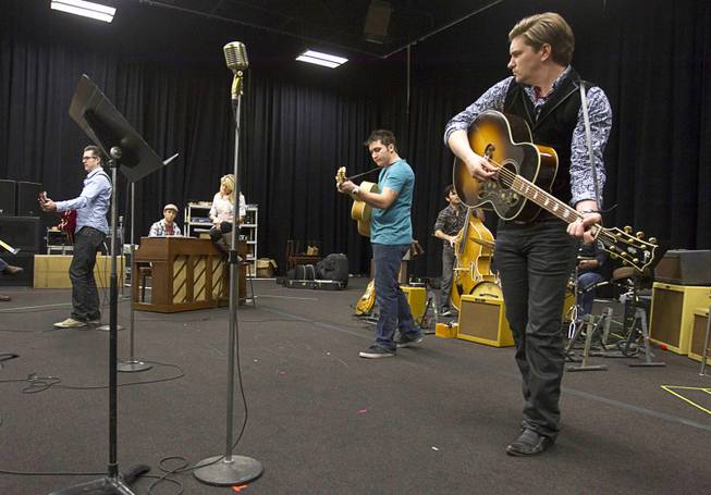 Cast members rehearse for "Million Dollar Quartet" in a warehouse near The Orleans on Tuesday, Jan. 15, 2013. "Million Dollar Quartet" is based on a performance by Johnny Cash, Jerry Lee Lewis, Carl Perkins and Elvis Presley at Sun Records in Memphis on Dec. 4, 1956. The new show begins at Harrah's Las Vegas on Feb. 4.