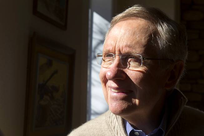 Senate Majority Leader Harry Reid (D-NV) looks out the window of his home in Searchlight, Nev. Thursday, January 17, 2013.