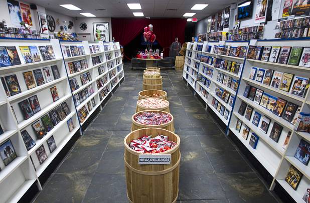 Movies & Candy, 10895 S. Eastern Ave., stocks about 15,000 movies, including new releases and some obscure titles, Thursday, January 17, 2013. Movie fan Trevor Layne opened the video shop last November when his house started overflowing with movies.