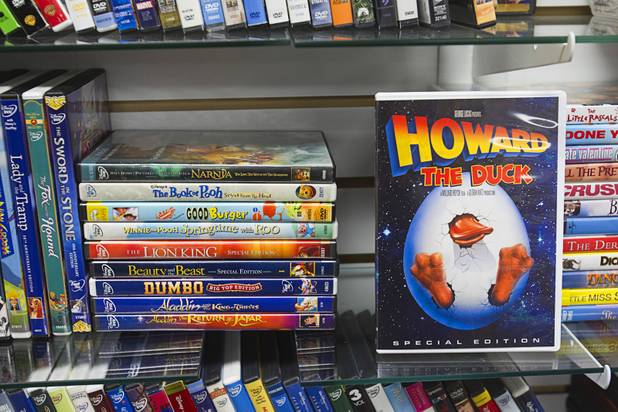Movies for children are displayed at Movies & Candy, 10895 S. Eastern Ave., Thursday, January 17, 2013. Movie fan Trevor Layne opened the video shop last November when his house started overflowing with movies.