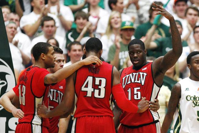 UNLV forward Anthony Bennett motions to the bench to pull him out during a break in action against Colorado State Saturday, Jan. 19, 2013 at Moby Arena in Ft. Collins, Colo. Colorado State won the game 66-61.