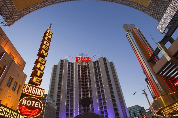 An exterior view of the Plaza casino in downtown Las Vegas, Sunday, Jan. 20, 2013.