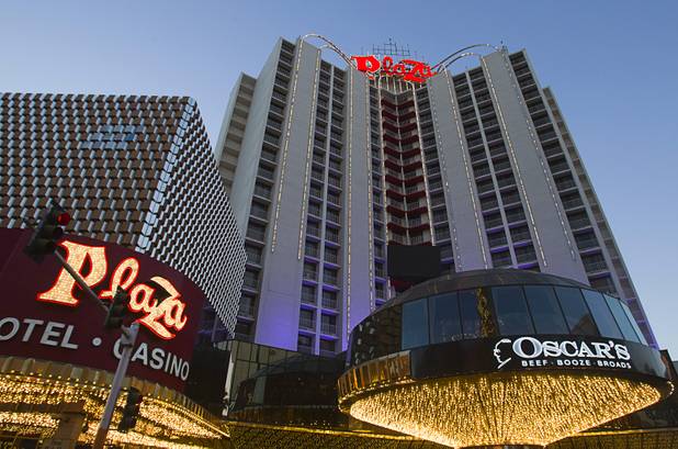 An exterior view of the Plaza casino in downtown Las Vegas, Sunday, Jan. 20, 2013.