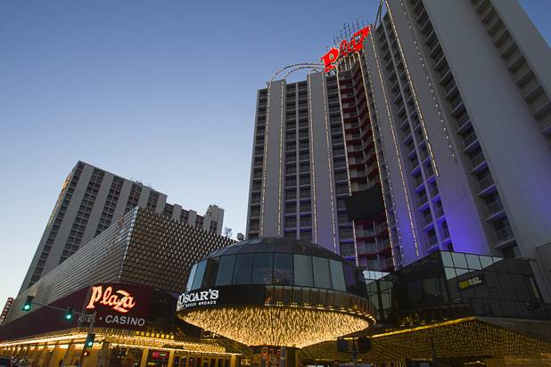 An exterior view of the Plaza casino in downtown Las Vegas, Sunday, Jan. 20, 2013.