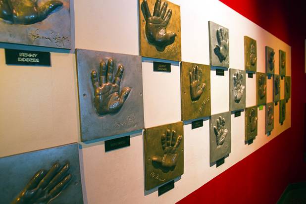 Hand casts for celebrities are displayed at Madame Tussauds Las Vegas wax attraction in the Venetian Wednesday, Jan. 23, 2013. On Thursday, the venue will unveil a wax figure of actress Sandra Bullock.