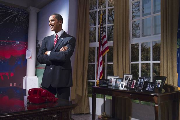 A wax figure of President Barack Obama is displayed at Madame Tussauds Las Vegas wax museum in the Venetian Wednesday, Jan. 23, 2013. On Thursday, the venue will unveil a wax figure of actress Sandra Bullock.