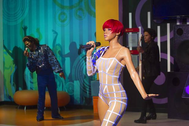 A wax figure of singer Rihanna is displayed at Madame Tussauds Las Vegas wax attraction in the Venetian Wednesday, Jan. 23, 2013. On Thursday, the venue will unveil a wax figure of actress Sandra Bullock.