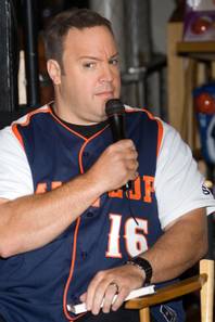 Actor Kevin James reads "Long Shot" by Mike Lupica to sixth graders from the Dual Language Middle School in New York City at the NBA Store, Tuesday, Jan. 6, 2009, in New York. 