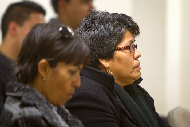 Amelia Gamez, mother of Blanca Gamez, listens as he daughter speaks during a news conference calling for immigration reform at the Progressive Leadership Alliance of Nevada (PLAN) offices in downtown Las Vegas Monday, Jan. 28, 2013.