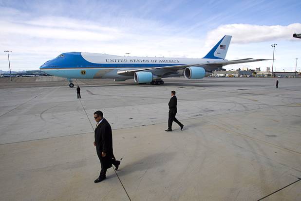 President Barack Obama arrives in Air Force One to kick off his public push for immigration reform in Las Vegas, Nevada Tuesday, Jan. 29, 2013.