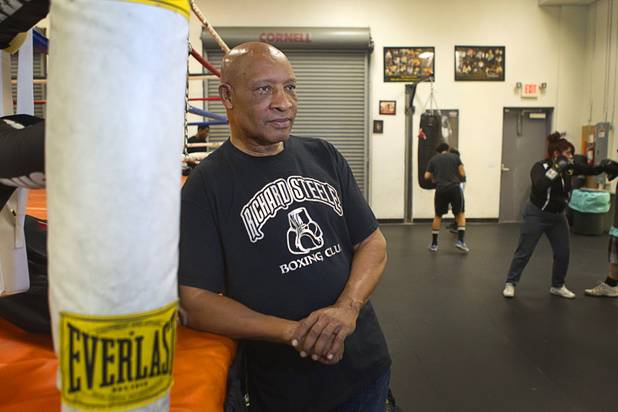 Former boxing referee Richard Steele watches youth boxers at the Richard Steele Boxing Club in North Las Vegas Tuesday, Jan. 29, 2013.