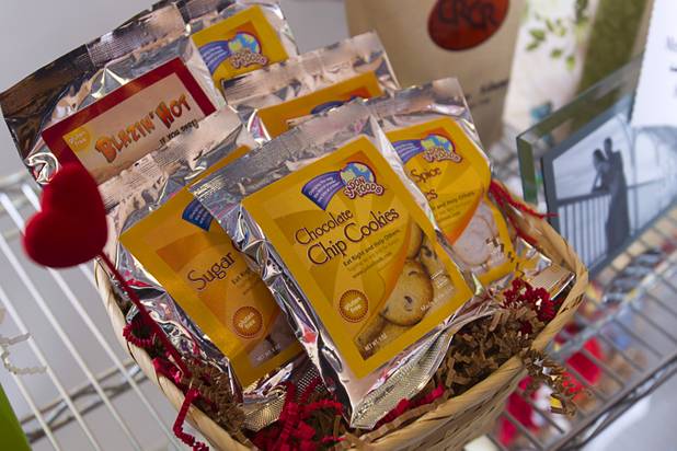 A gift basket with gluten-free baked goods is displayed at Jadon Foods, 4343 N. Rancho Drive, Wednesday, Jan. 30, 2013. Jadon Foods is a gluten-free bakery that also specializes in diabetic-friendly and dairy-free baked goods.