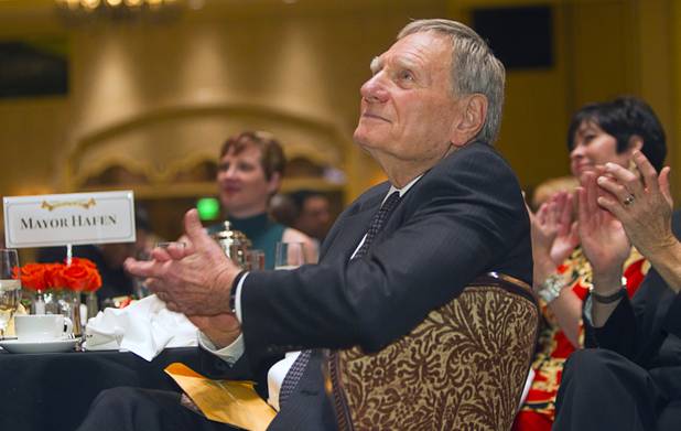 Former Henderson City Councilman Lou La Porta applauds during the Henderson State of the City address at Green Valley Ranch Station Casino Thursday, Jan. 31, 2013. Lou La Porta was recognized for hosting the first official city council meeting at his home. Henderson was incorporated in 1953.