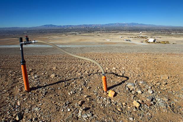 A methane gas collection pipe is shown during a tour of Sunrise Landfill Tuesday, Feb. 5, 2013. In 1998, a storm damaged the landfill cap, sending waste into the Las Vegas Wash and Lake Mead. The tour marked the completion of $36 million in storm control construction.