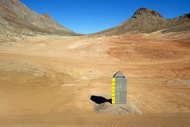 A water intake, left, is shown in a flood control reservoir during a tour of Sunrise Landfill Tuesday, Feb. 5, 2013. In 1998, a storm damaged the landfill cap, sending waste into the Las Vegas Wash and Lake Mead. The tour marked the completion of $36 million in storm control construction.
