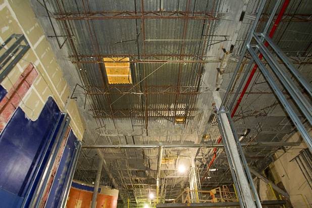 The space is gutted to the roof during construction of Carmine's in the Forum Shops at Caesars Palace Tuesday, Feb. 5, 2013. Carmine's will be opening in late Spring or Summer 2013 in the space that used to be the Planet Hollywood Cafe. Carmines is an Italian, family-style restaurant with locations in New York City, Atlantic City, New Jersey, Nassau Bahamas, and Washington DC.