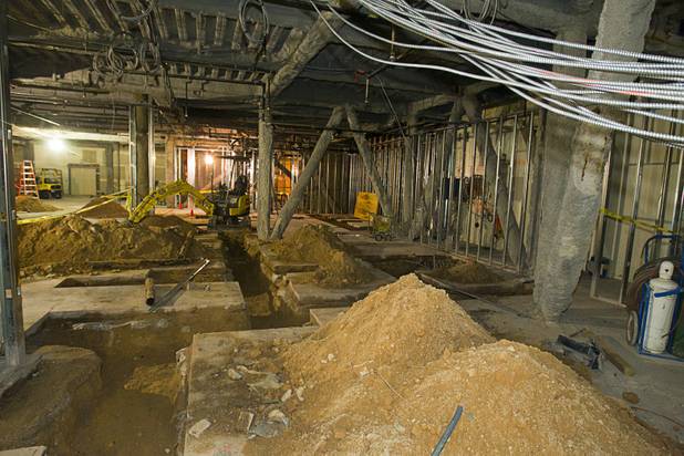 Trenching for beer and soft drink lines is shown during construction of Carmine's in the Forum Shops at Caesars Palace Tuesday, Feb. 5, 2013. Carmine's will be opening in late Spring or Summer 2013 in the space that used to be the Planet Hollywood Cafe. Carmines is an Italian, family-style restaurant with locations in New York City, Atlantic City, New Jersey, Nassau Bahamas, and Washington DC.
