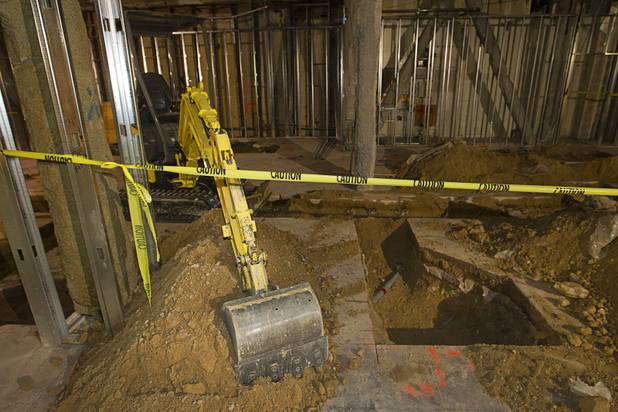 Trenching for beer and soft drink lines is shown during construction of Carmine's in the Forum Shops at Caesars Palace Tuesday, Feb. 5, 2013. Carmine's will be opening in late Spring or Summer 2013 in the space that used to be the Planet Hollywood Cafe. Carmines is an Italian, family-style restaurant with locations in New York City, Atlantic City, New Jersey, Nassau Bahamas, and Washington DC.