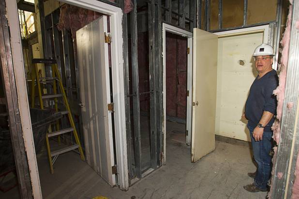Jeffery Bank, CEO of the Alicart Restaurant Group, stands by a door to nowhere during construction of Carmine's in the Forum Shops at Caesars Palace Tuesday, Feb. 5, 2013. Carmine's will be opening in late Spring or Summer 2013 in the space that used to be the Planet Hollywood Cafe. Carmines is an Italian, family-style restaurant with locations in New York City, Atlantic City, New Jersey, Nassau Bahamas, and Washington DC.