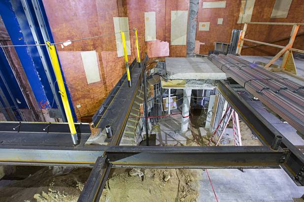 A view of new steel on the second level during construction of Carmine's in the Forum Shops at Caesars Palace Tuesday, Feb. 5, 2013. Carmine's will be opening in late Spring or Summer 2013 in the space that used to be the Planet Hollywood Cafe. Carmines is an Italian, family-style restaurant with locations in New York City, Atlantic City, New Jersey, Nassau Bahamas, and Washington DC.