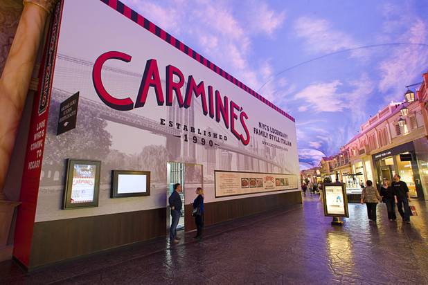 A view from inside the mall during construction of Carmine's in the Forum Shops at Caesars Palace Tuesday, Feb. 5, 2013. Carmine's will be opening in late Spring or Summer 2013 in the space that used to be the Planet Hollywood Cafe. Carmines is an Italian, family-style restaurant with locations in New York City, Atlantic City, New Jersey, Nassau Bahamas, and Washington DC.