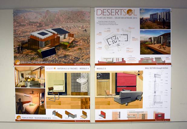 A presentation board shows details of the UNLV Solar Decathlon home at the School of Architecture at UNLV Wednesday, Feb. 6, 2013. The solar decathlon is a biennial U.S. Department of Energy-sponsored competition intended to educate the public about energy-saving residential design. UNLV will compete against 19 other schools this October in Irvine, Calif.