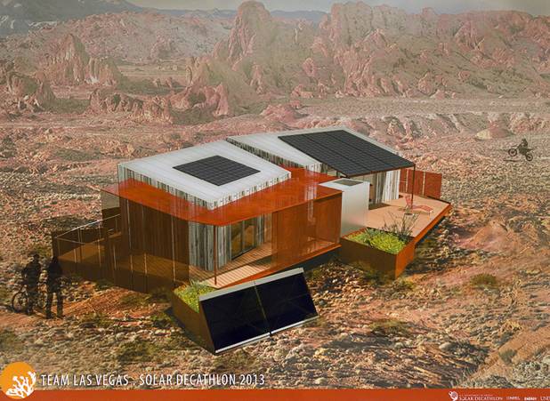 An artist's illustration shows the UNLV Solar Decathlon home at UNLV Wednesday, Feb. 6, 2013. The solar decathlon is a biennial U.S. Department of Energy-sponsored competition intended to educate the public about energy-saving residential design. UNLV will compete against 19 other schools this October in Irvine, Calif.